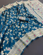 Surpassing Blue Soft Banarasi Silk Saree With Blissful Blouse Piece