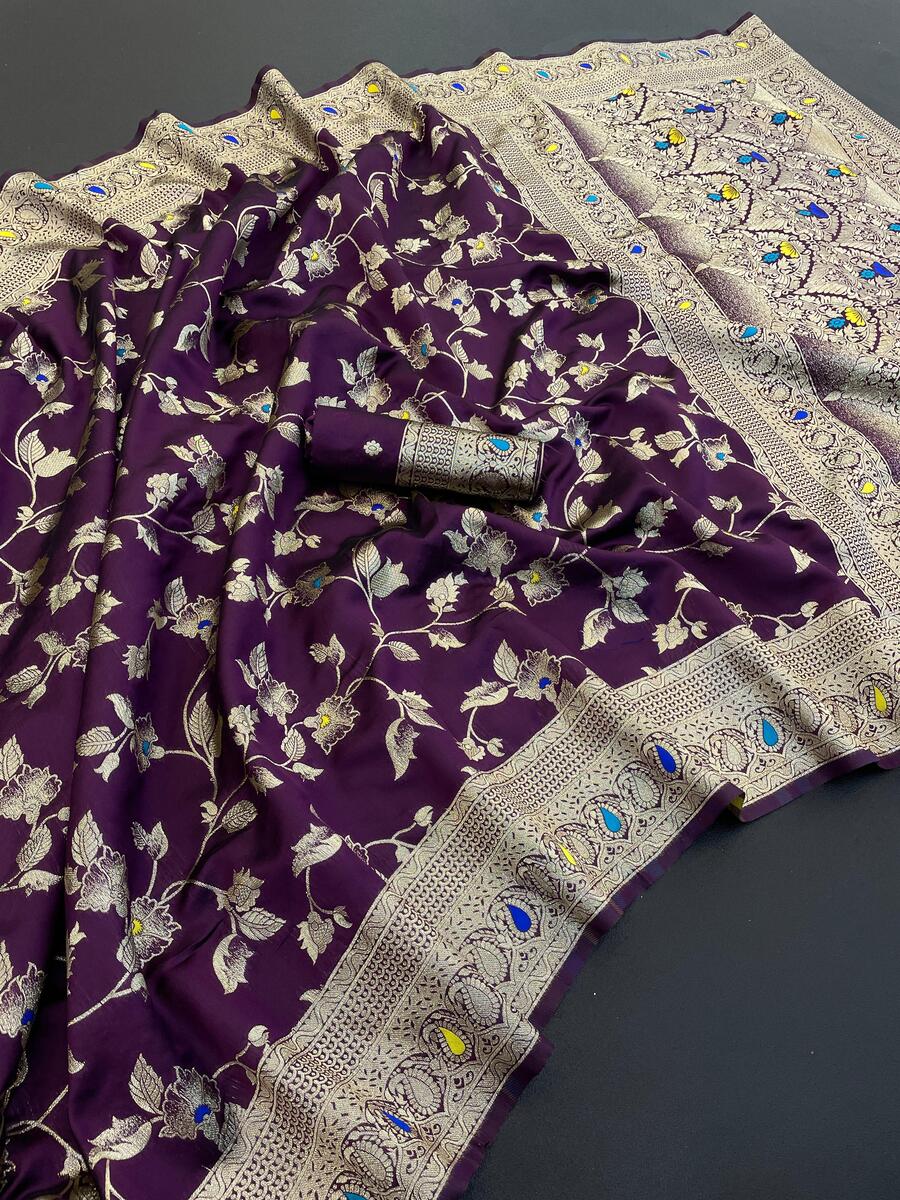 Winsome Purple Soft Banarasi Silk Saree With Sonorous Blouse Piece