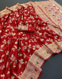 Marvellous Red Soft Banarasi Silk Saree With Capricious Blouse Piece