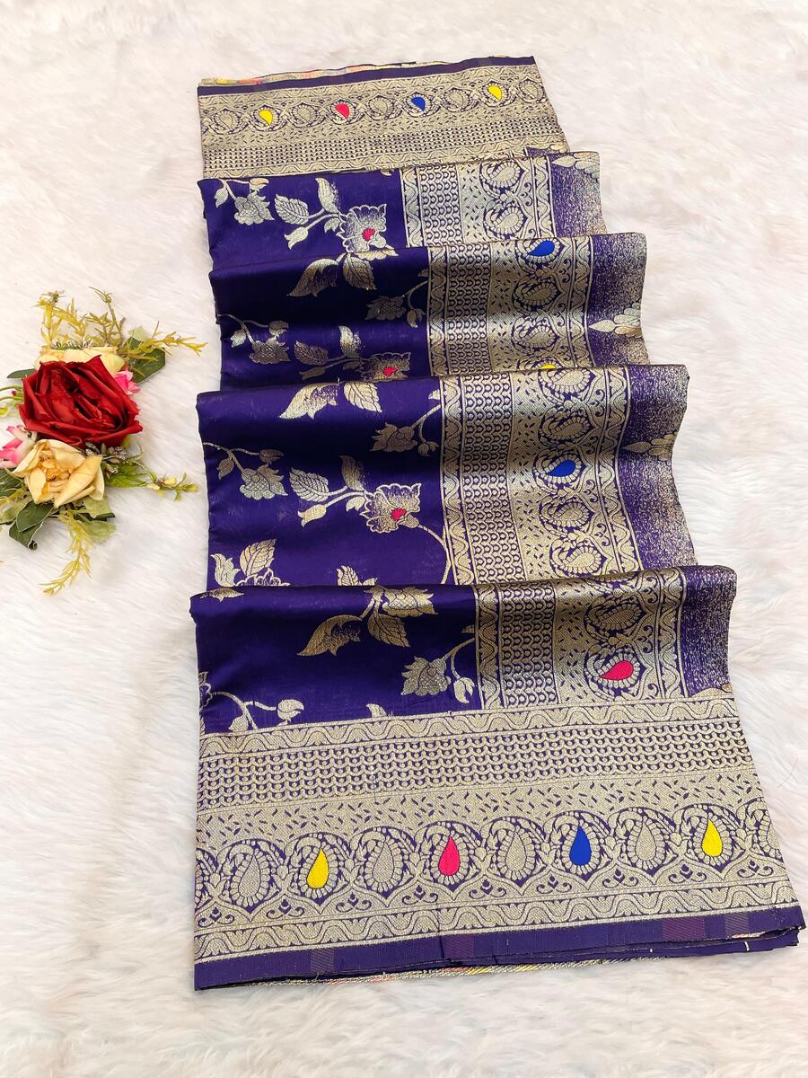 Desiring Royal Blue Soft Banarasi Silk Saree With Fancifull Blouse Piece