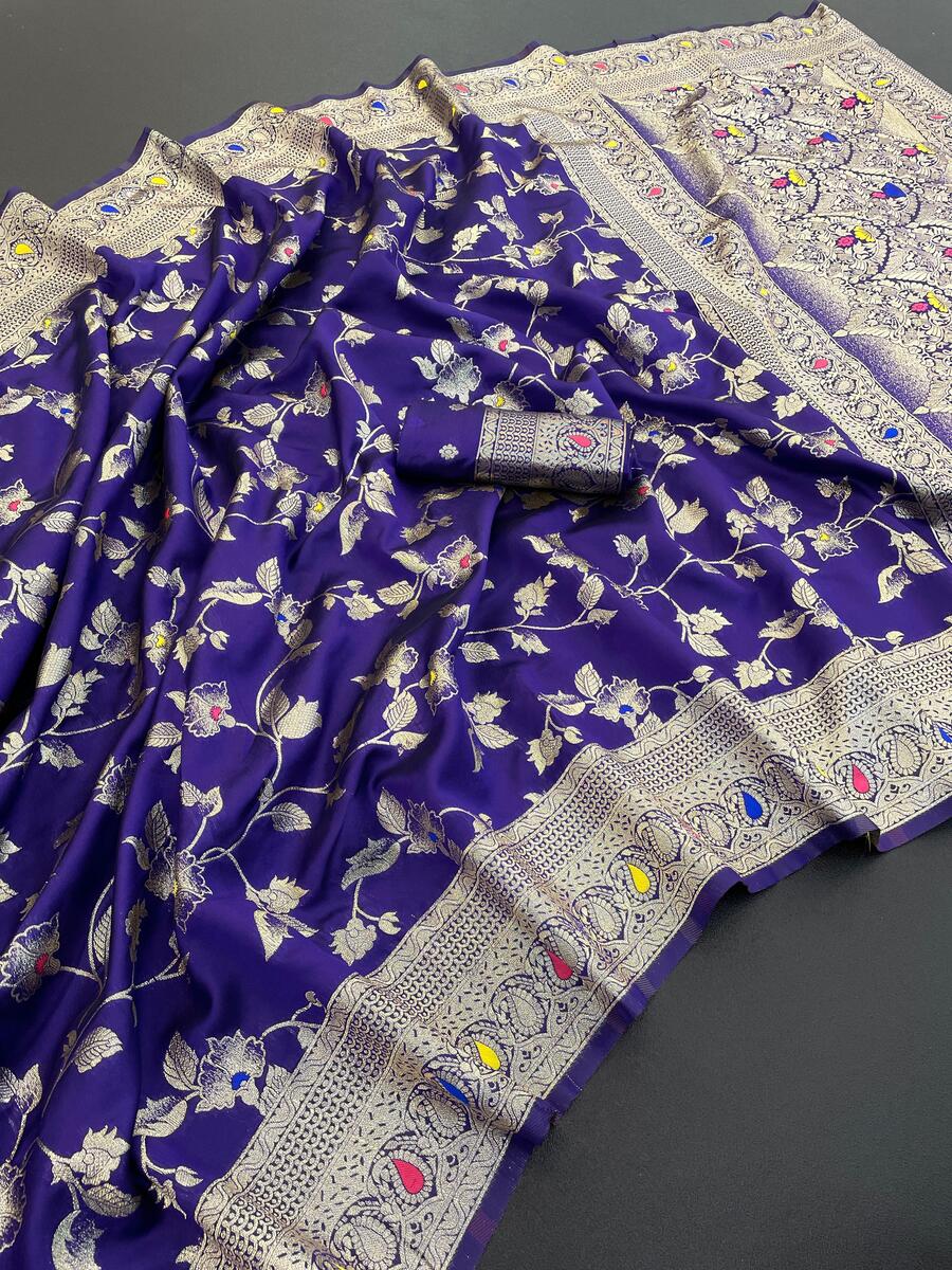 Desiring Royal Blue Soft Banarasi Silk Saree With Fancifull Blouse Piece