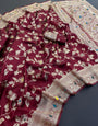 Confounding Wine Soft Banarasi Silk Saree With Snazzy Blouse Piece