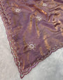 Breathtaking Lavender Sequence Work Fandy Silk Saree With Sizzling Blouse Piece