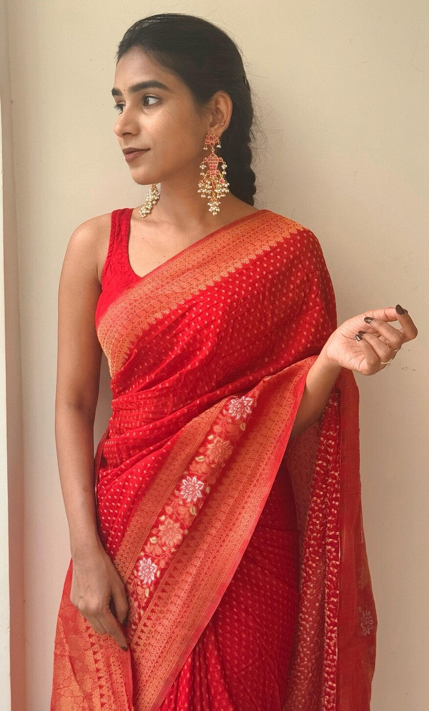 Opulent Red Soft Banarasi Silk Saree With Divine Blouse Piece