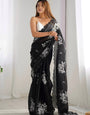 Imaginative Black Sequence Work Jimmy Choo Silk Saree With Preferable Blouse Piece