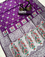 Amiable Purple Paithani Silk Saree With Classic Blouse Piece