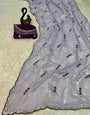 Ailurophile Lavender Sequence Work Fandy Silk Saree With Extraordinary Blouse Piece