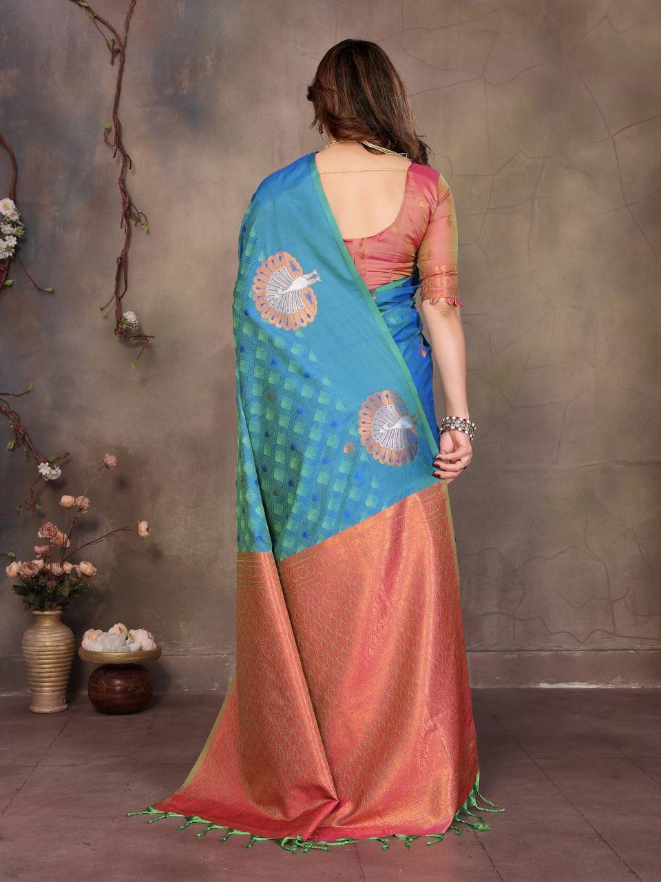 Whimsical Blue Soft Banarasi Silk Saree With Charming Blouse Piece