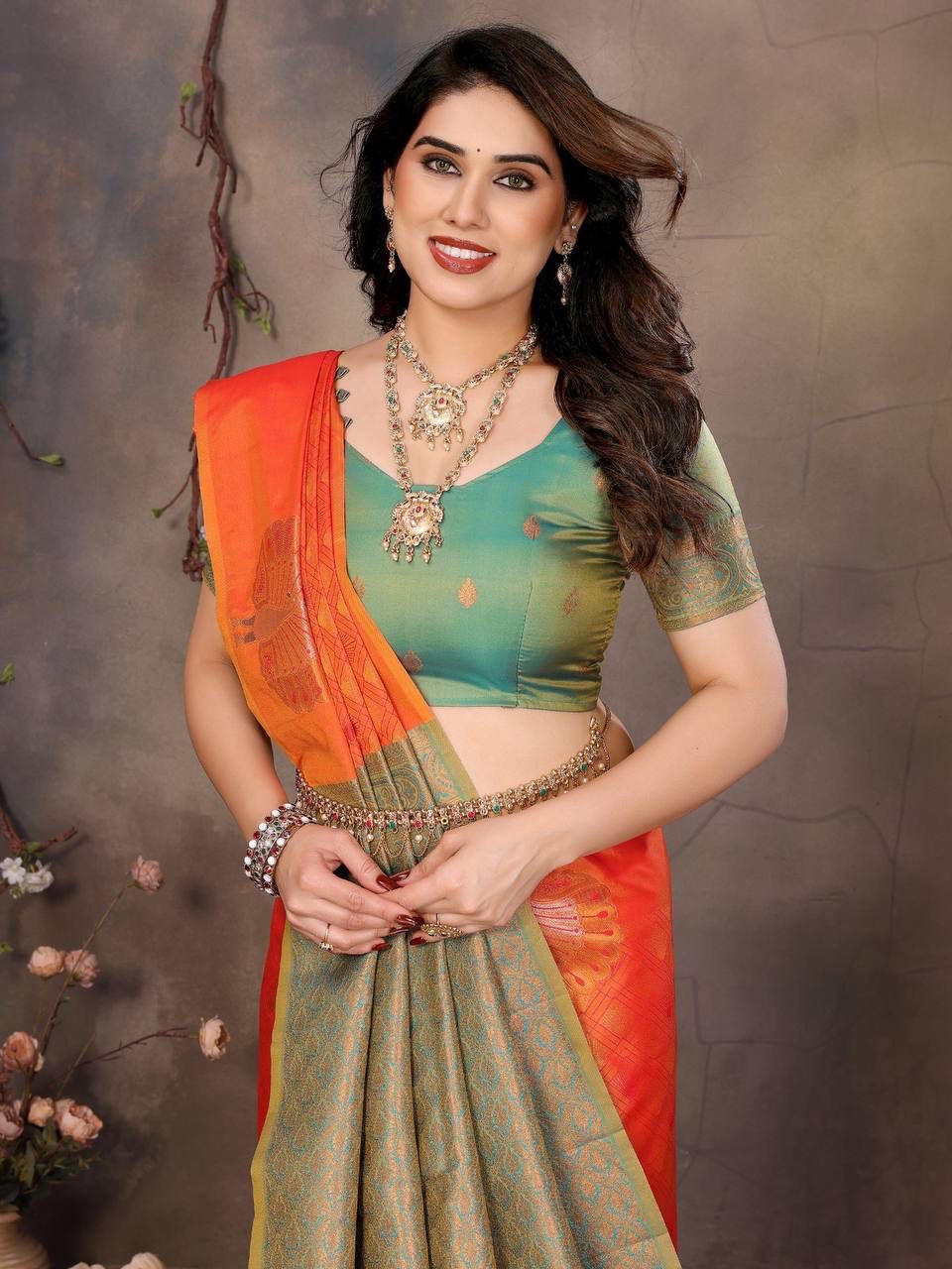 Snappy Orange Soft Banarasi Silk Saree With Lissome Blouse Piece