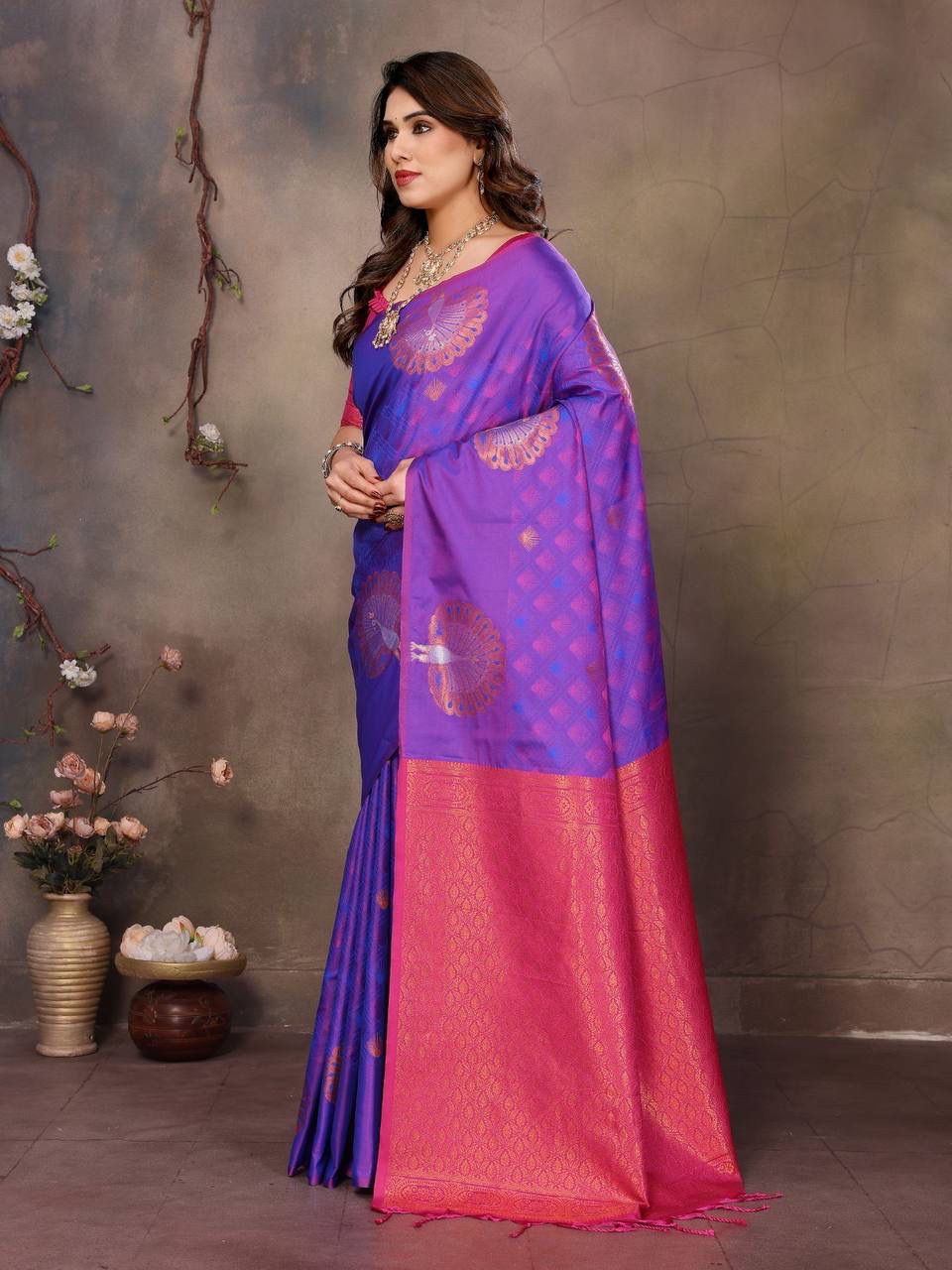 Marvellous Purple Soft Banarasi Silk Saree With Desirable Blouse Piece