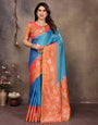 Splendorous Firozi Soft Banarasi Silk Saree With Piquant Blouse Piece