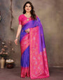 Engrossing Purple Soft Banarasi Silk Saree With Exceptional Blouse Piece