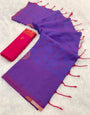 Gorgeous Purple Soft Banarasi Silk Saree With Palimpsest Blouse Piece