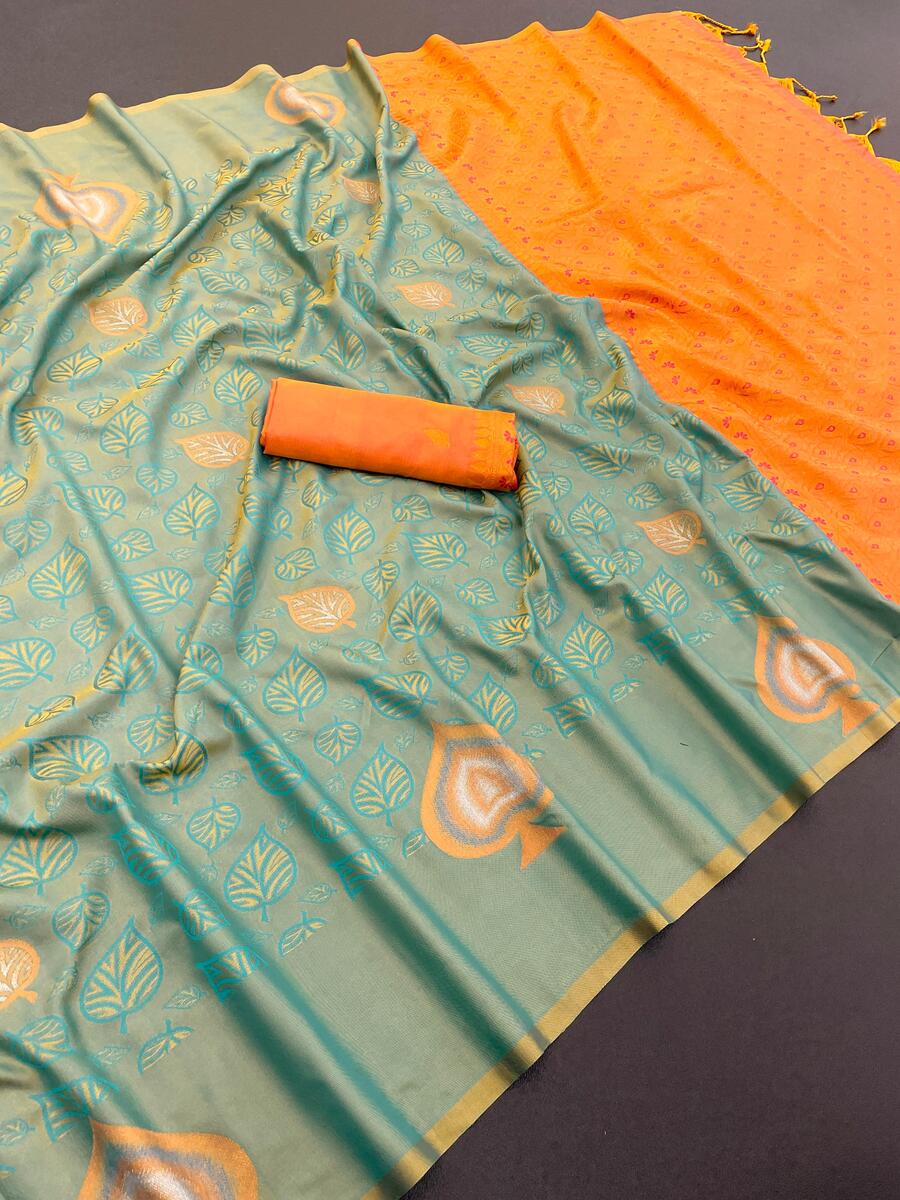 Lustrous Sea Green Soft Banarasi Silk Saree With Woebegone Blouse Piece
