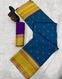 Amiable Blue Soft Banarasi Silk Saree With Moiety Blouse Piece