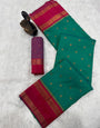 Magnetic Green Soft Banarasi Silk Saree With Adoring Blouse Piece