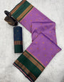 Exemplary Lavender Soft Banarasi Silk Saree With Mellifluous Blouse Piece