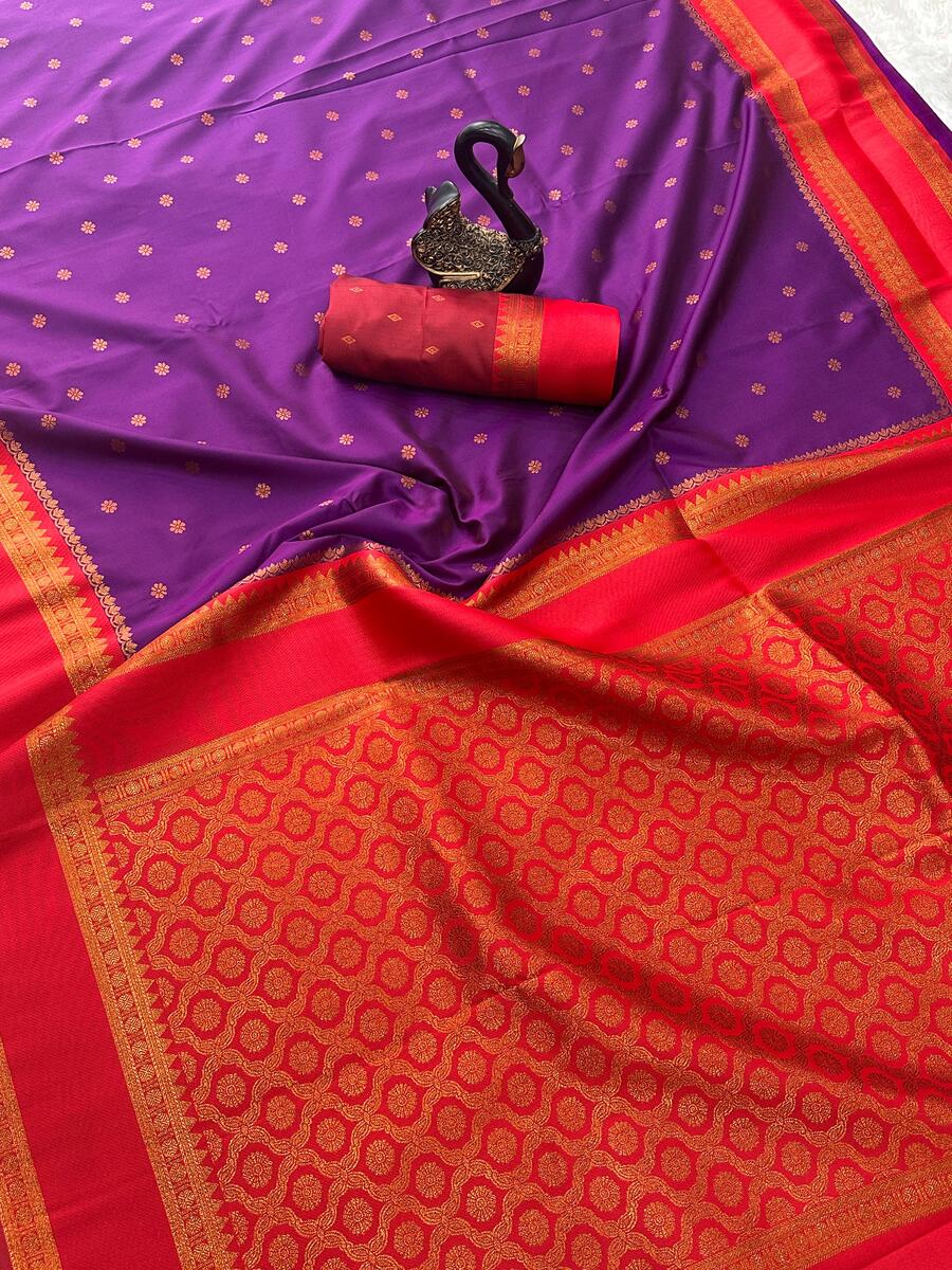 Smart Pink Soft Banarasi Silk Saree With Admirable Blouse Piece