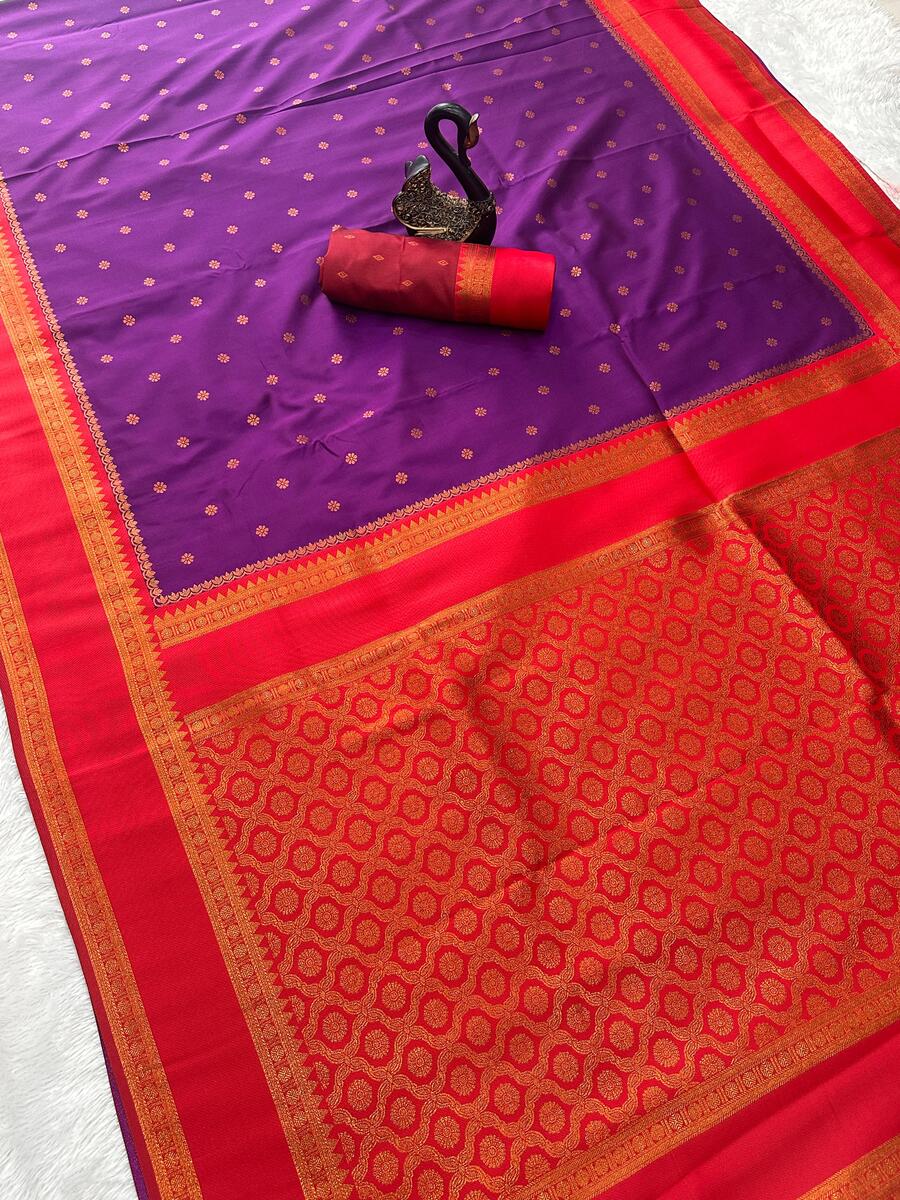 Smart Pink Soft Banarasi Silk Saree With Admirable Blouse Piece