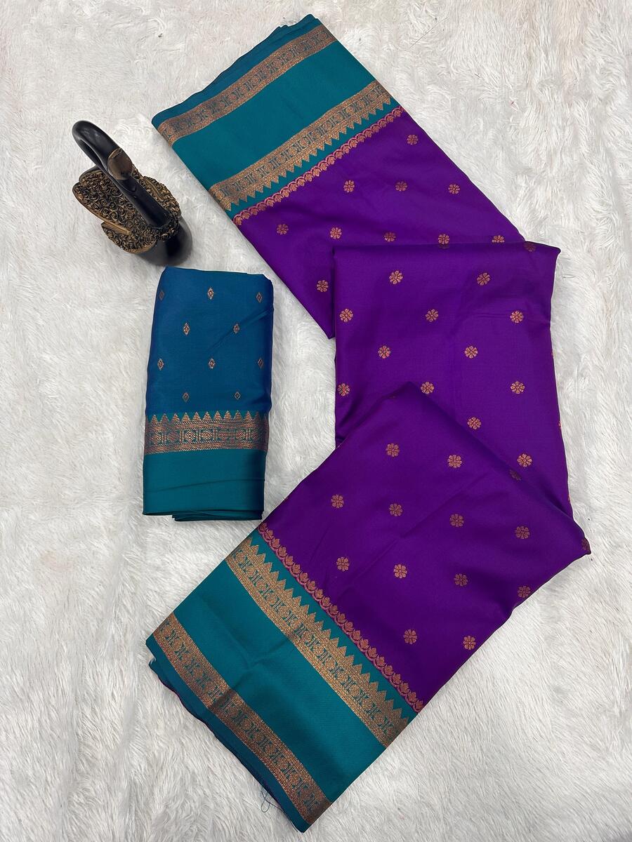 Scrupulous Royal Purple Soft Banarasi Silk Saree With Preferable Blouse Piece