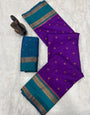 Scrupulous Royal Purple Soft Banarasi Silk Saree With Preferable Blouse Piece
