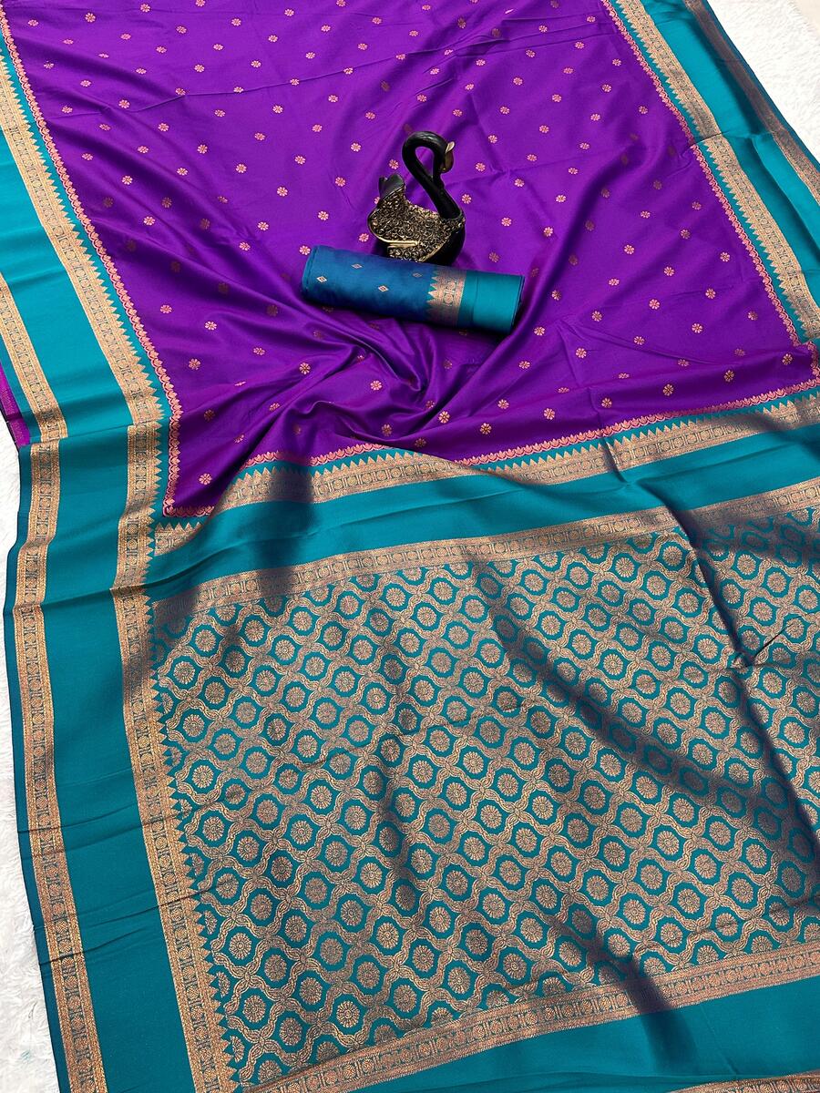 Scrupulous Royal Purple Soft Banarasi Silk Saree With Preferable Blouse Piece