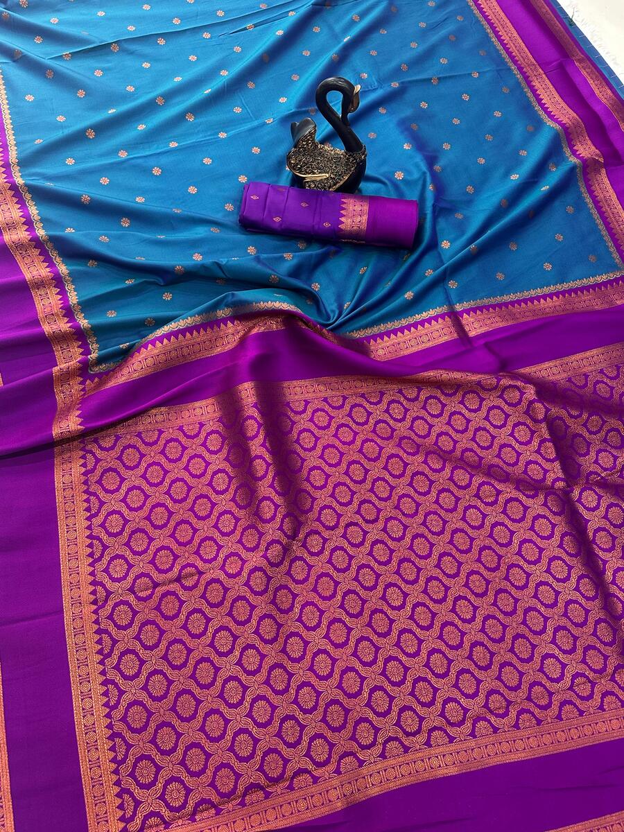 Sumptuous Teal Blue Soft Banarasi Silk Saree With Transcendent Blouse Piece