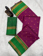Scintillating Wine Soft Banarasi Silk Saree With Unique Blouse Piece