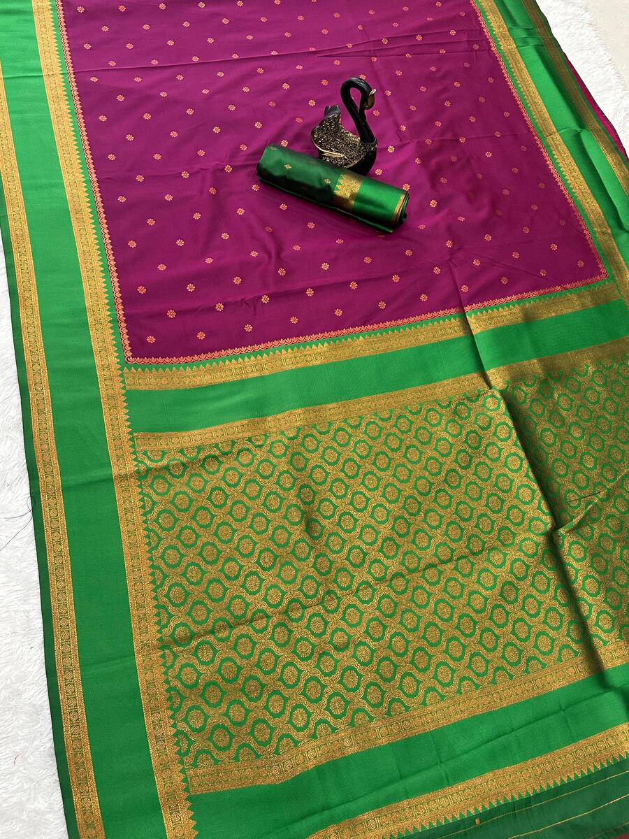 Scintillating Wine Soft Banarasi Silk Saree With Unique Blouse Piece