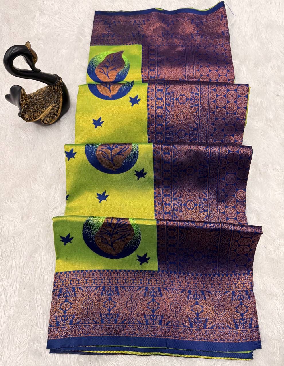 Cynosure Parrot Soft Silk Saree With Epiphany Blouse Piece