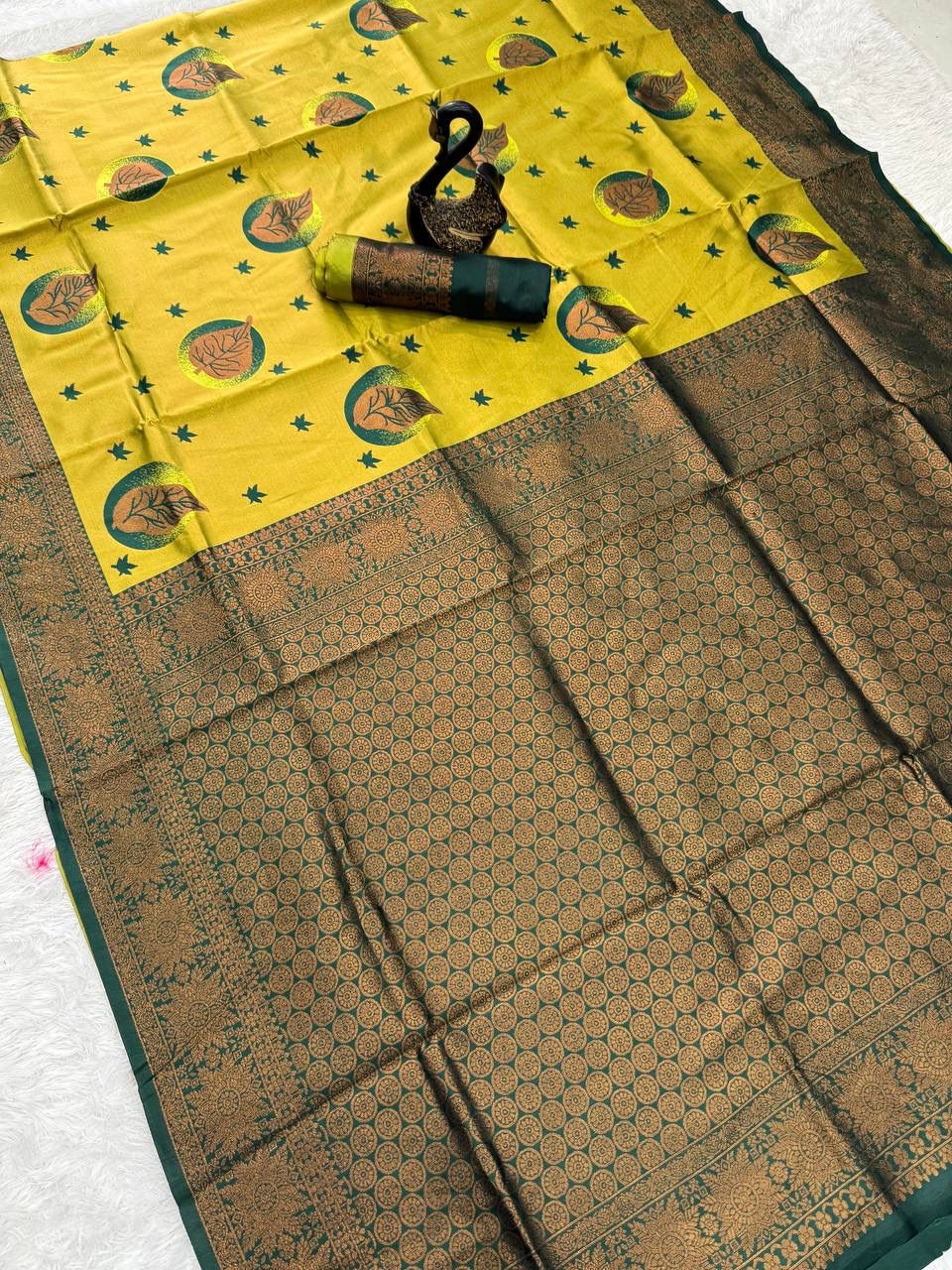 Impressive Yellow Soft Silk Saree With Ineffable Blouse Piece