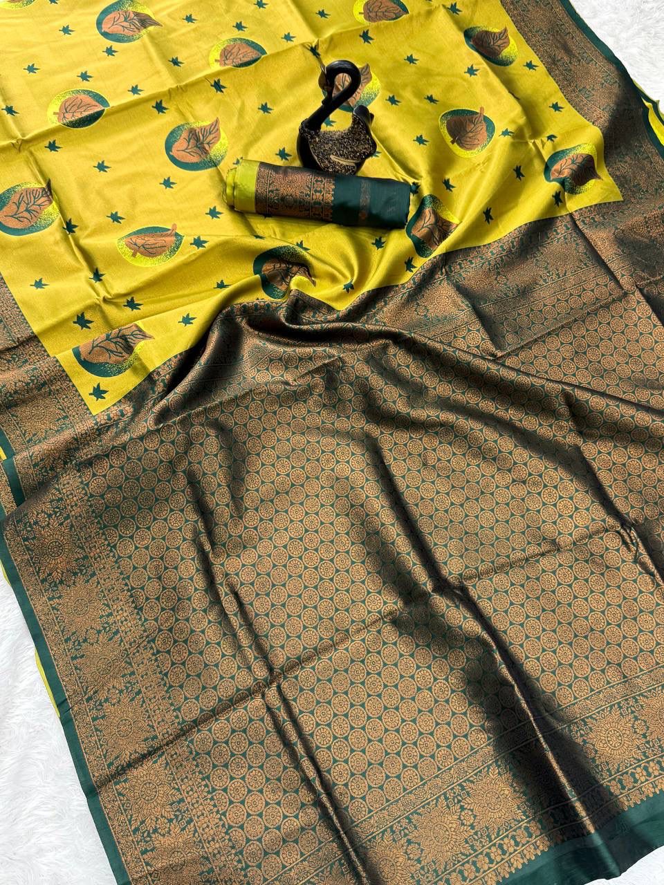 Impressive Yellow Soft Silk Saree With Ineffable Blouse Piece