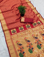 Comely Red Paithani Silk Saree With Bewitching Blouse Piece