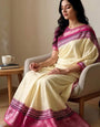 Unequalled Beige Digital Printed Dola Silk Saree With Exemplary Blouse Piece