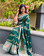 Radiant Green Soft Banarasi Silk Saree With Winsome Blouse Piece