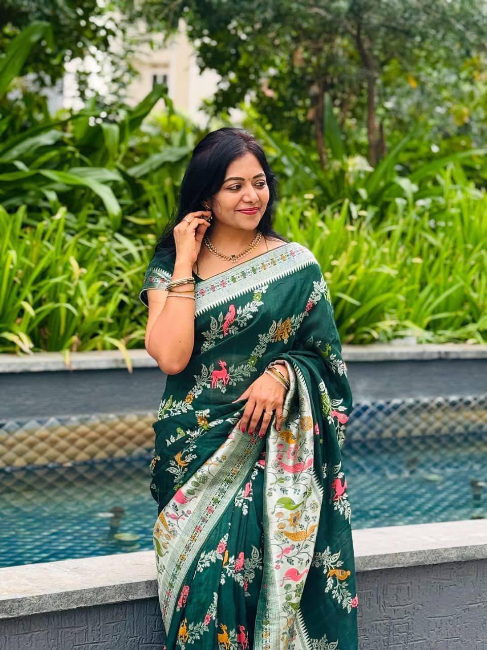 Radiant Green Soft Banarasi Silk Saree With Winsome Blouse Piece