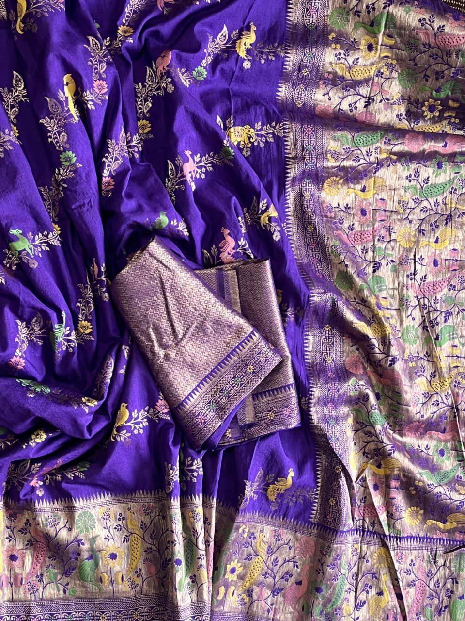 Resplendent Royal Purple Soft Banarasi Silk Saree With Ravishing Blouse Piece