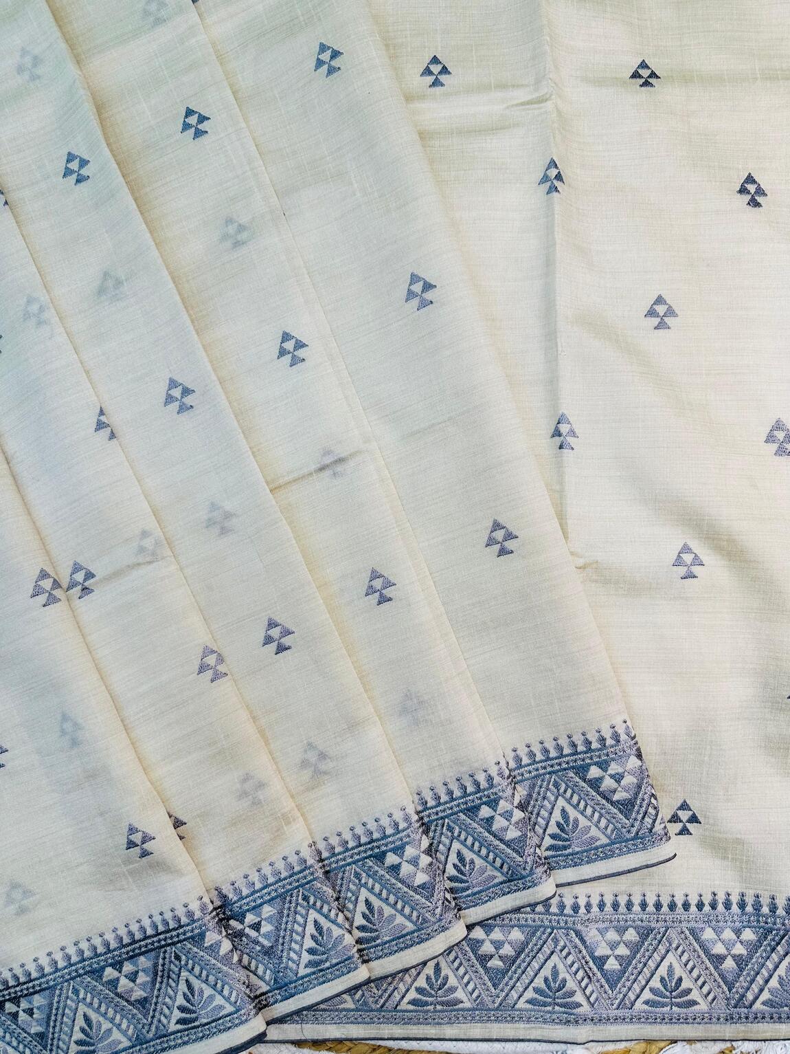 Glowing Grey Embroidery Work Tussar Silk Saree With Refreshing Blouse Piece