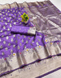 Propinquity Lavender Soft Banarasi Silk Saree With Denouement Blouse Piece
