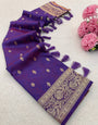 Brood Purple Soft Banarasi Silk Saree With Desuetude Blouse Piece