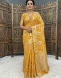 Admirable Mustard Banarasi Dola Silk Saree With Chatoyant Blouse Piece