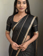 Tempting Black Banarasi Viscose Silk Saree With Smashing Blouse Piece