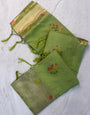 A dreamy Green Banarasi Georgette Silk Saree With Angelic Blouse Piece