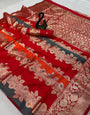 Designer Multicolor Pure Zari Weaving Banarasi Silk Saree With Innovative Blouse Piece