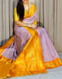 Rhapsodic Lavender Pure Zari Weaving Banarasi Silk Saree With Grandiose Blouse Piece