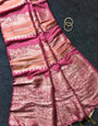 Eloquence Pink Banarasi Dola Silk Saree With Lissome Blouse Piece