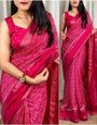 Prominent Dark Pink Digital Printed Dola Silk Saree With Piquant Blouse Piece