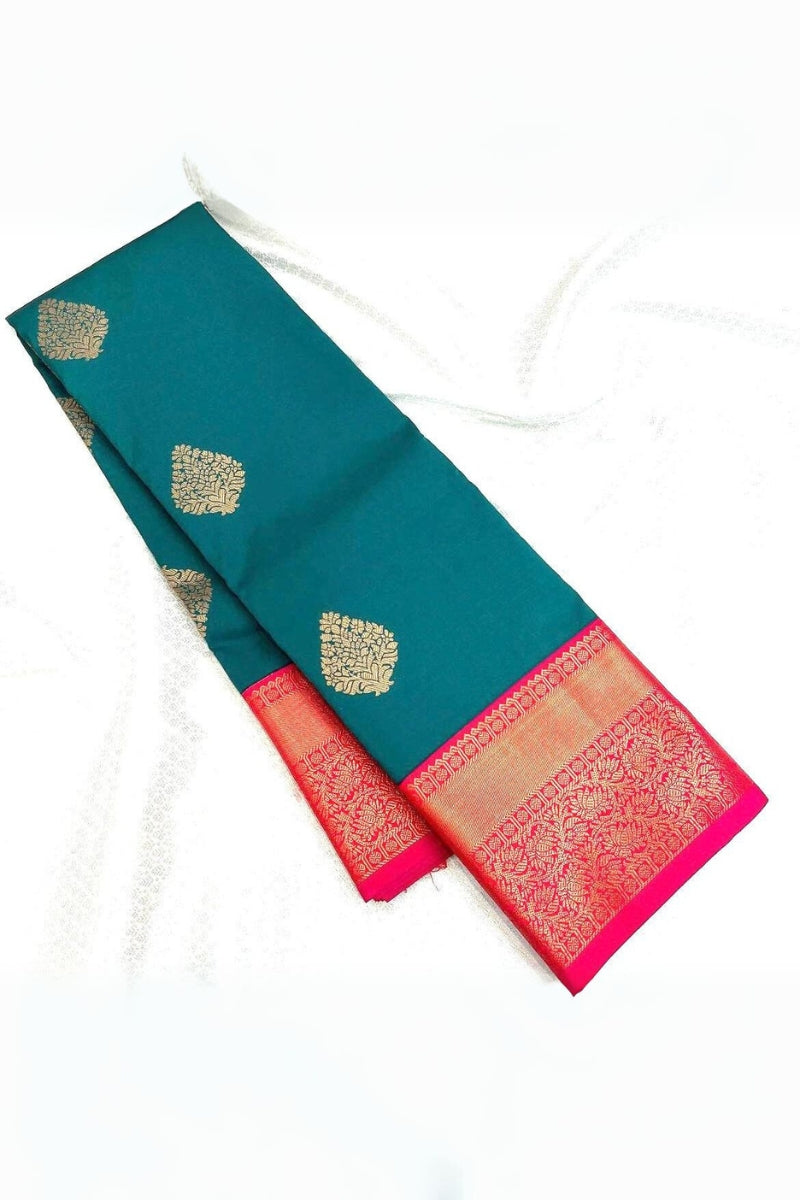 Lovely Rama Soft Banarasi Silk Saree With Smart Blouse Piece