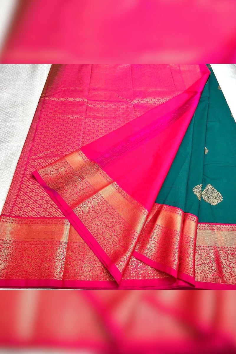 Lovely Rama Soft Banarasi Silk Saree With Smart Blouse Piece