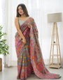 Fugacious Grey Pashmina saree With Supernal Blouse Piece